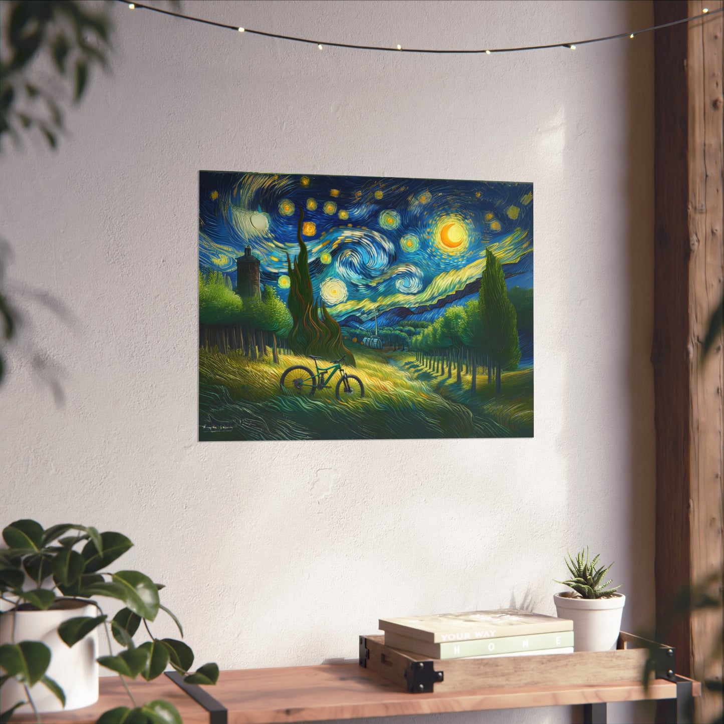 Starry Night Bicycle Fine Art Poster