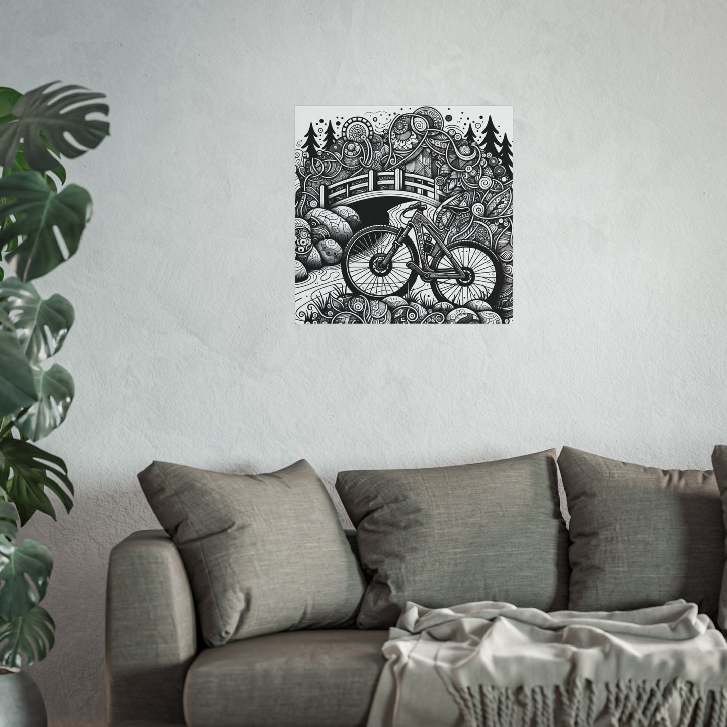 Trail Zen Mountain Bike Doodle Art Poster