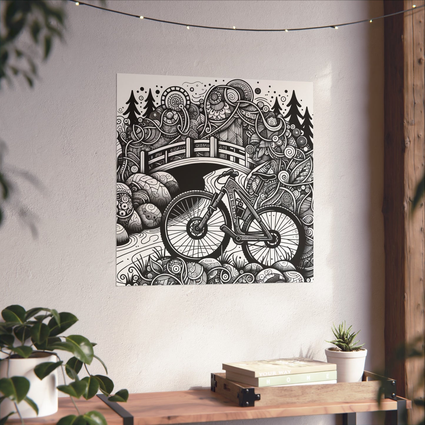Trail Zen Mountain Bike Doodle Art Poster