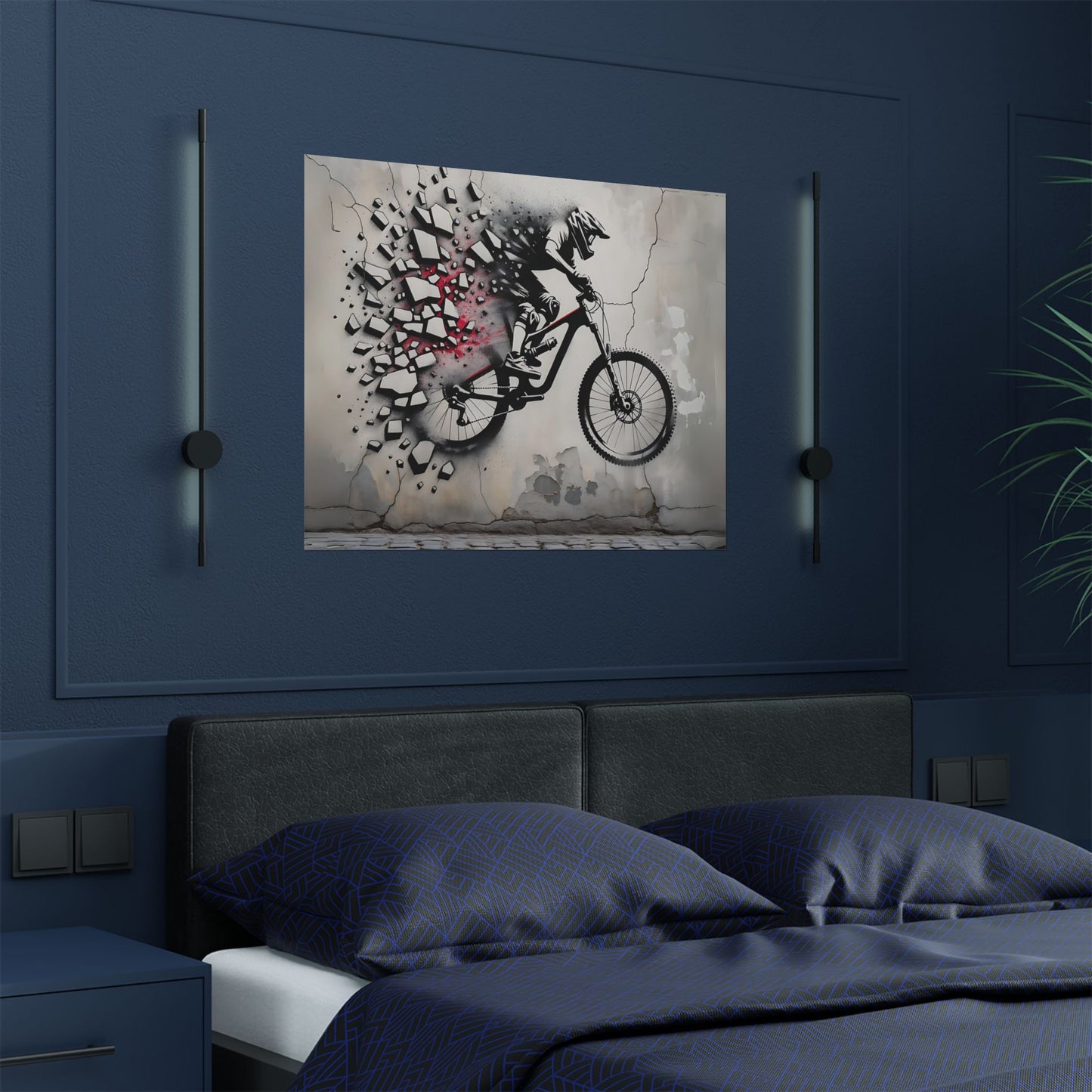 Breaking Through Mountain Bike Graffiti Art Poster