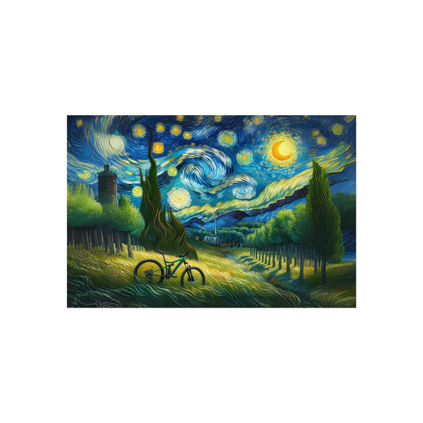Starry Night Bicycle Fine Art Poster