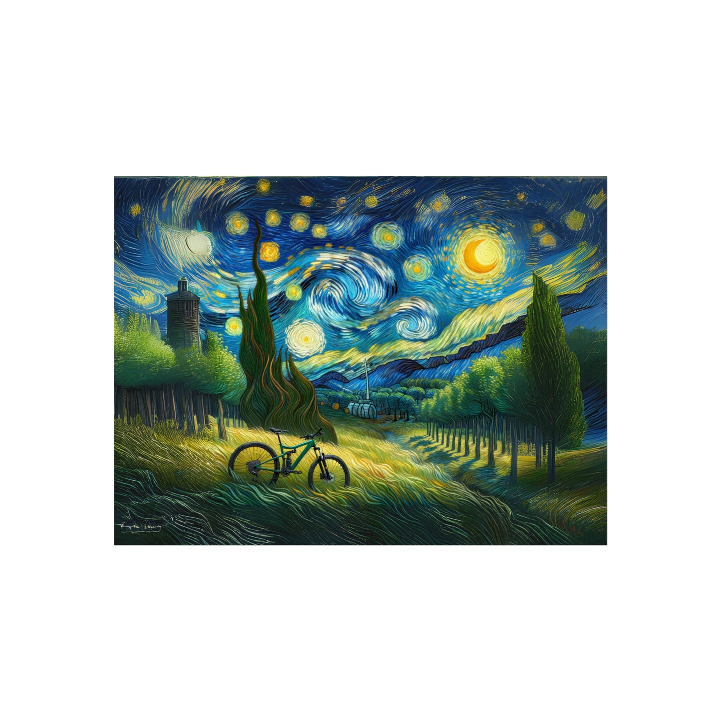 Starry Night Bicycle Fine Art Poster