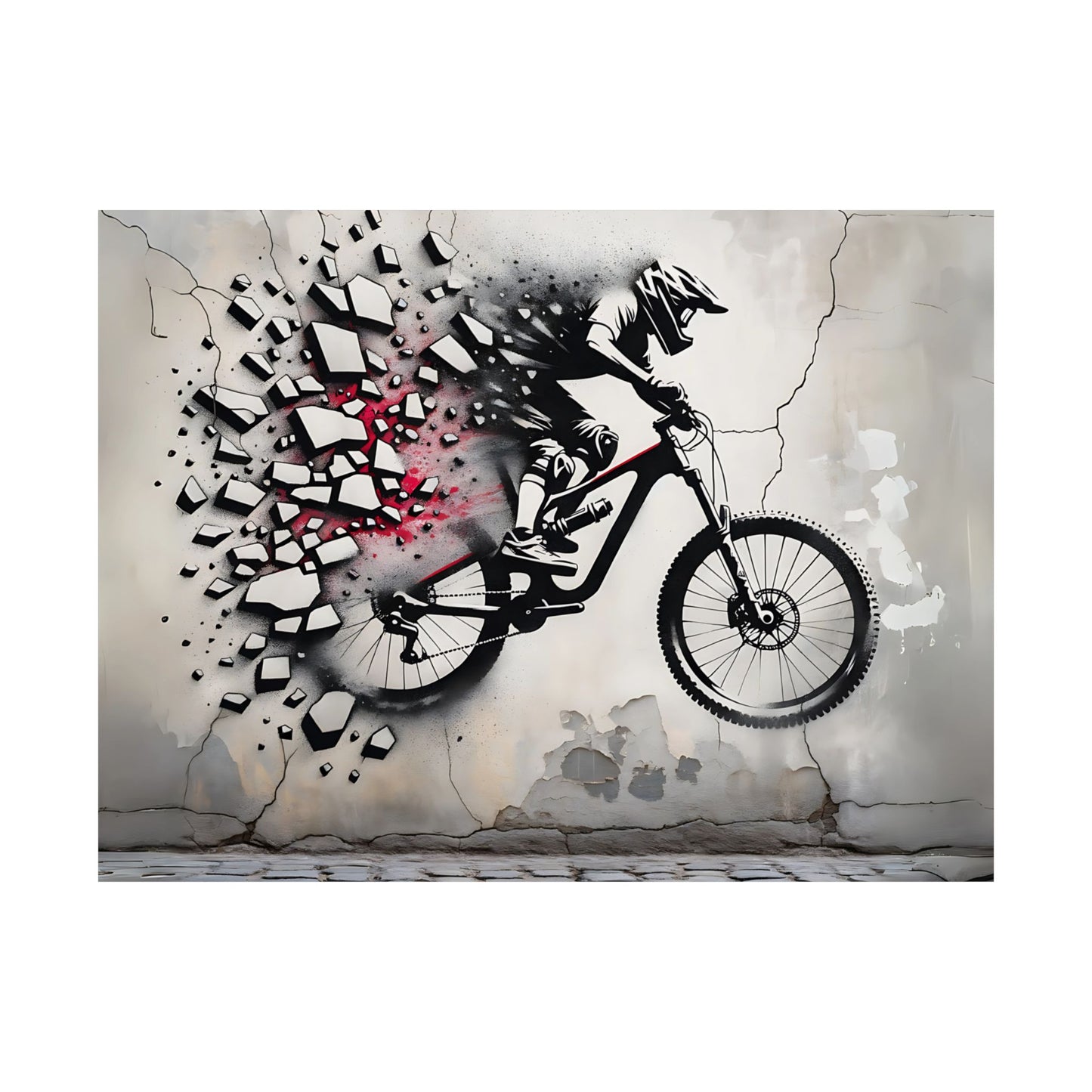 Breaking Through Mountain Bike Graffiti Art Poster