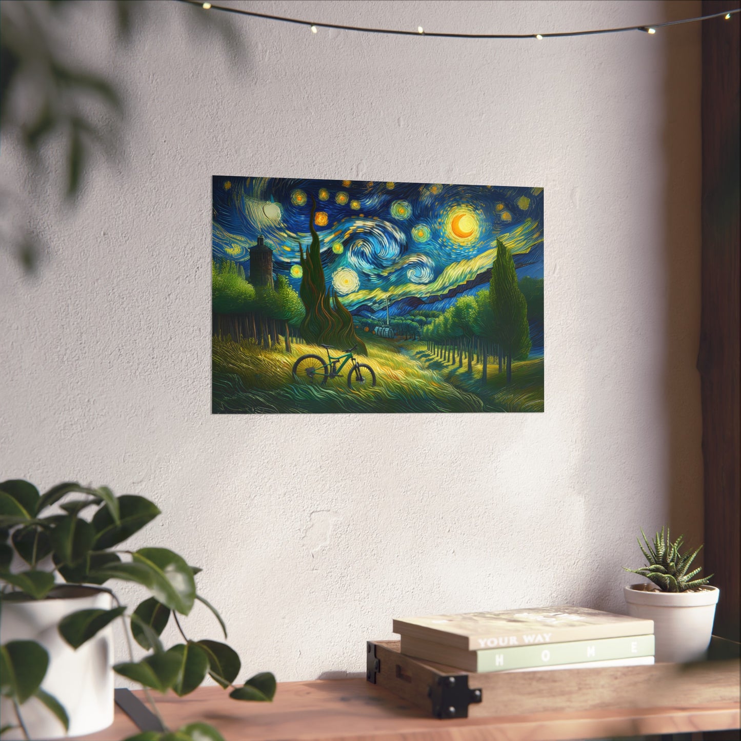 Starry Night Bicycle Fine Art Poster